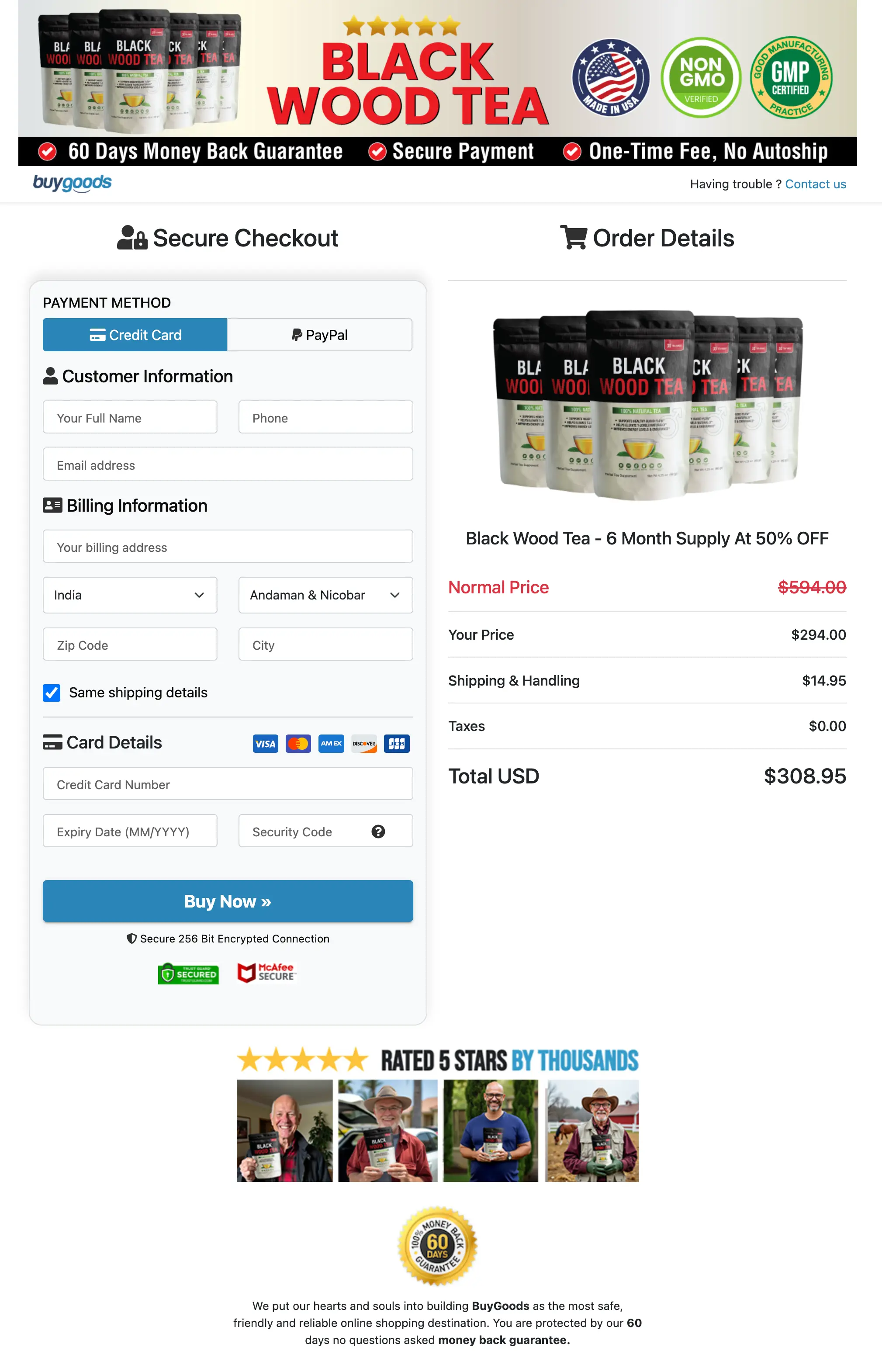 black wood tea order